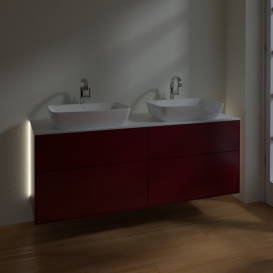 Тумба под раковину Villeroy & Boch Finion 160х50,1 см с подсветкой МДФ пион матовый лак/стекло белое матовое G84100HB