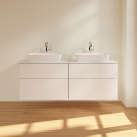 Тумба під раковину Villeroy & Boch Finion 160х50,1 см із підсвічуванням МДФ білий матовий лак/скло біле матове G84100MT