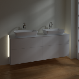 Тумба під раковину Villeroy & Boch Finion 160х50,1 см із підсвічуванням МДФ білий матовий лак/скло біле матове G84100MT