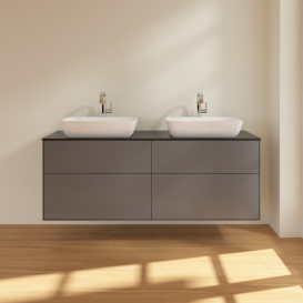 Тумба под раковину Villeroy & Boch Finion 160х50,1 см с подсветкой МДФ антрацит матовый лак/стекло черное матовое G84200GK