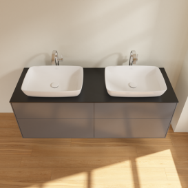 Тумба под раковину Villeroy & Boch Finion 160х50,1 см с подсветкой МДФ антрацит матовый лак/стекло черное матовое G84200GK