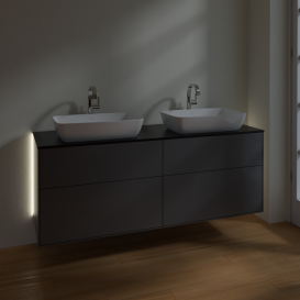 Тумба под раковину Villeroy & Boch Finion 160х50,1 см с подсветкой МДФ антрацит матовый лак/стекло черное матовое G84200GK