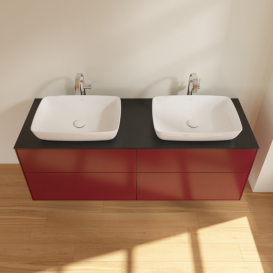 Тумба под раковину Villeroy & Boch Finion 160х50,1 см с подсветкой МДФ пион матовый лак/стекло черное матовое G84200HB