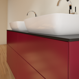 Тумба под раковину Villeroy & Boch Finion 160х50,1 см с подсветкой МДФ пион матовый лак/стекло черное матовое G84200HB