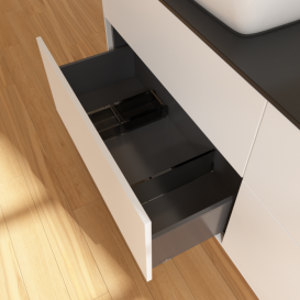 Тумба под раковину Villeroy & Boch Finion 160х50,1 см с подсветкой МДФ белый матовый лак/стекло черное матовое G84200MT