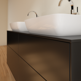 Тумба под раковину Villeroy & Boch Finion 160х50,1 см с подсветкой МДФ черный матовый лак/стекло черное матовое G84200PD