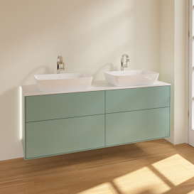 Тумба под раковину Villeroy & Boch Finion 160х50,1 см с подсветкой МДФ оливковый матовый лак/стекло белое матовое G84100GM