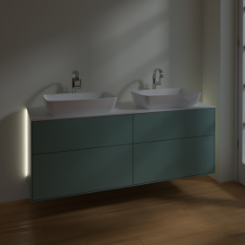 Тумба под раковину Villeroy & Boch Finion 160х50,1 см с подсветкой МДФ оливковый матовый лак/стекло белое матовое G84100GM