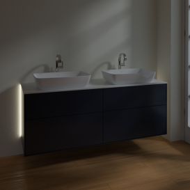 Тумба под раковину Villeroy & Boch Finion 160х50,1 см с подсветкой МДФ темно-синий матовый лак/стекло белое матовое G84100HG