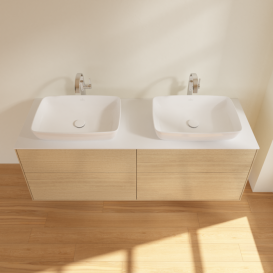 Тумба под раковину Villeroy & Boch Finion 160х50,1 см с подсветкой МДФ шпон дуба/стекло белое матовое G84100PC