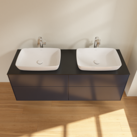 Тумба под раковину Villeroy & Boch Finion 160х50,1 см с подсветкой МДФ темно-синий матовый лак/стекло черное матовое G84200HG