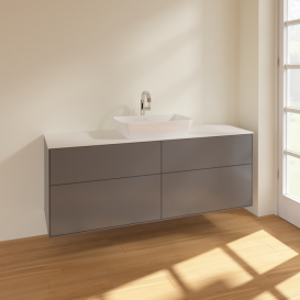 Тумба под раковину Villeroy & Boch Finion 160х50,1 см МДФ антрацит матовый лак/стекло белое матовое F85100GK