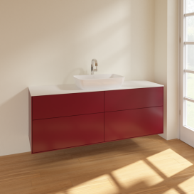 Тумба под раковину Villeroy & Boch Finion 160х50,1 см МДФ пион матовый лак/стекло белое матовое F85100HB