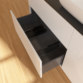 Тумба под раковину Villeroy & Boch Finion 160х50,1 см МДФ глянцевый белый лак/стекло черное матовое F85200GF