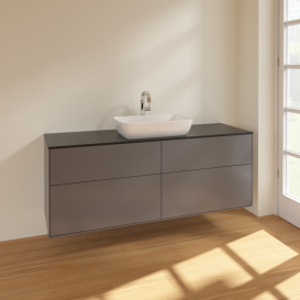 Тумба под раковину Villeroy & Boch Finion 160х50,1 см МДФ антрацит матовый лак/стекло черное матовое F85200GK