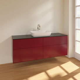 Тумба под раковину Villeroy & Boch Finion 160х50,1 см МДФ пион матовый лак/стекло черное матовое F85200HB