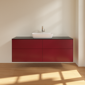 Тумба под раковину Villeroy & Boch Finion 160х50,1 см МДФ пион матовый лак/стекло черное матовое F85200HB