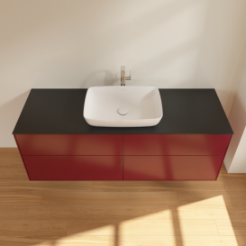 Тумба под раковину Villeroy & Boch Finion 160х50,1 см МДФ пион матовый лак/стекло черное матовое F85200HB