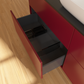 Тумба под раковину Villeroy & Boch Finion 160х50,1 см МДФ пион матовый лак/стекло черное матовое F85200HB