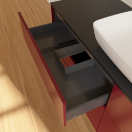 Тумба под раковину Villeroy & Boch Finion 160х50,1 см МДФ пион матовый лак/стекло черное матовое F85200HB