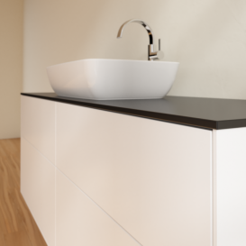 Тумба под раковину Villeroy & Boch Finion 160х50,1 см МДФ белый матовый лак/стекло черное матовое F85200MT