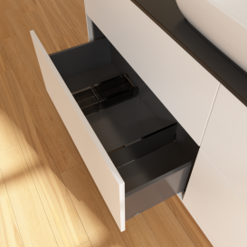 Тумба под раковину Villeroy & Boch Finion 160х50,1 см МДФ белый матовый лак/стекло черное матовое F85200MT