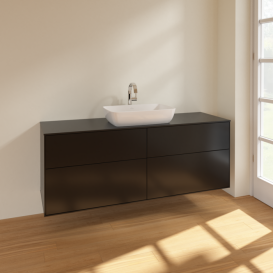 Тумба под раковину Villeroy & Boch Finion 160х50,1 см МДФ черный матовый лак/стекло черное матовое F85200PD