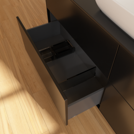 Тумба под раковину Villeroy & Boch Finion 160х50,1 см МДФ черный матовый лак/стекло черное матовое F85200PD