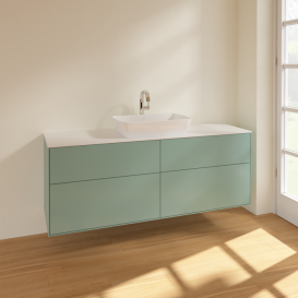 Тумба под раковину Villeroy & Boch Finion 160х50,1 см МДФ оливковый матовый лак/стекло белое матовое F85100GM