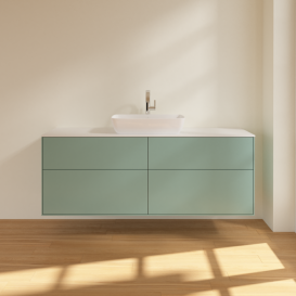 Тумба под раковину Villeroy & Boch Finion 160х50,1 см МДФ оливковый матовый лак/стекло белое матовое F85100GM