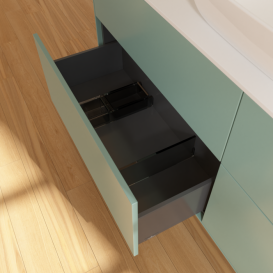 Тумба под раковину Villeroy & Boch Finion 160х50,1 см МДФ оливковый матовый лак/стекло белое матовое F85100GM