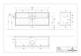 Тумба под раковину Villeroy & Boch Finion 160х50,1 см МДФ шпон дуба/стекло белое матовое F85100PC