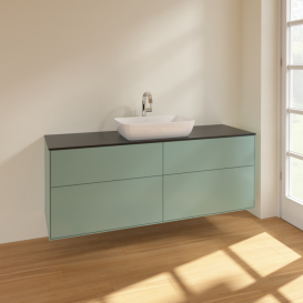 Тумба под раковину Villeroy & Boch Finion 160х50,1 см МДФ оливковый матовый лак/стекло черное матовое F85200GM