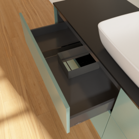 Тумба под раковину Villeroy & Boch Finion 160х50,1 см МДФ оливковый матовый лак/стекло черное матовое F85200GM