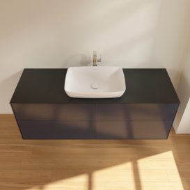 Тумба под раковину Villeroy & Boch Finion 160х50,1 см МДФ темно-синий матовый лак/стекло черное матовое F85200HG