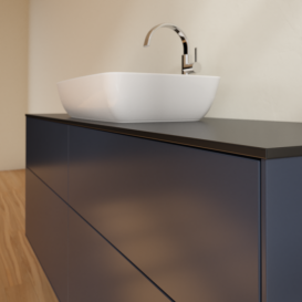 Тумба под раковину Villeroy & Boch Finion 160х50,1 см МДФ темно-синий матовый лак/стекло черное матовое F85200HG