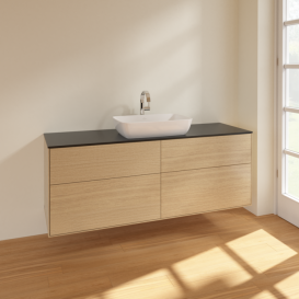 Тумба под раковину Villeroy & Boch Finion 160х50,1 см МДФ шпон дуба/стекло черное матовое F85200PC