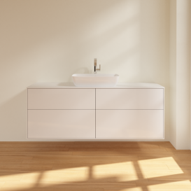 Тумба под раковину Villeroy & Boch Finion 160х50,1 см с подсветкой МДФ глянцевый белый лак/стекло белое матовое G85100GF