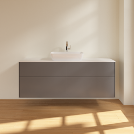 Тумба під раковину Villeroy & Boch Finion 160х50,1 см із підсвічуванням МДФ антрацит матовий лак/скло біле матове G85100GK