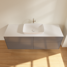 Тумба под раковину Villeroy & Boch Finion 160х50,1 см с подсветкой МДФ антрацит матовый лак/стекло белое матовое G85100GK