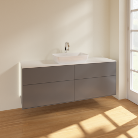 Тумба под раковину Villeroy & Boch Finion 160х50,1 см с подсветкой МДФ антрацит матовый лак/стекло белое матовое G85100GK