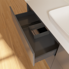 Тумба под раковину Villeroy & Boch Finion 160х50,1 см с подсветкой МДФ антрацит матовый лак/стекло белое матовое G85100GK