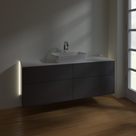 Тумба под раковину Villeroy & Boch Finion 160х50,1 см с подсветкой МДФ антрацит матовый лак/стекло белое матовое G85100GK