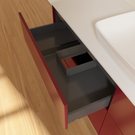 Тумба под раковину Villeroy & Boch Finion 160х50,1 см с подсветкой МДФ пион матовый лак/стекло белое матовое G85100HB