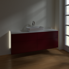 Тумба под раковину Villeroy & Boch Finion 160х50,1 см с подсветкой МДФ пион матовый лак/стекло белое матовое G85100HB