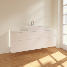 Тумба под раковину Villeroy & Boch Finion 160х50,1 см с подсветкой МДФ белый матовый лак/стекло белое матовое G85100MT