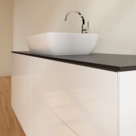 Тумба под раковину Villeroy & Boch Finion 160х50,1 см с подсветкой МДФ глянцевый белый лак/стекло черное матовое G85200GF