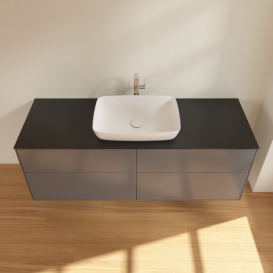 Тумба под раковину Villeroy & Boch Finion 160х50,1 см с подсветкой МДФ антрацит матовый лак/стекло черное матовое G85200GK