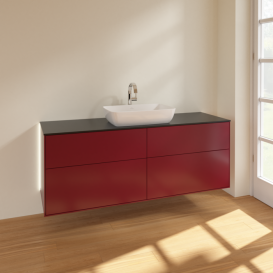 Тумба под раковину Villeroy & Boch Finion 160х50,1 см с подсветкой МДФ пион матовый лак/стекло черное матовое G85200HB