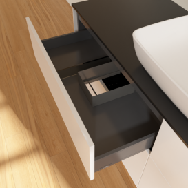 Тумба под раковину Villeroy & Boch Finion 160х50,1 см с подсветкой МДФ белый матовый лак/стекло черное матовое G85200MT